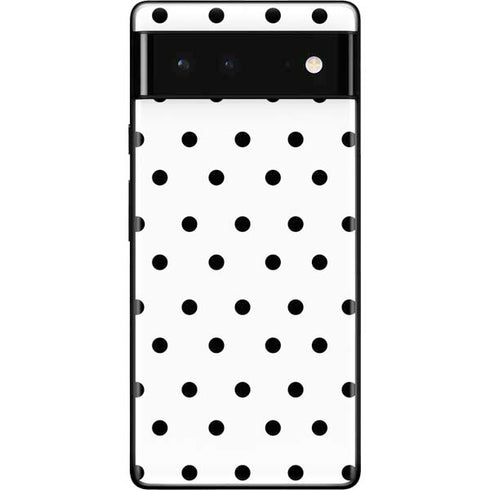 White and Black Polka Dots Google Pixel 6 Skin